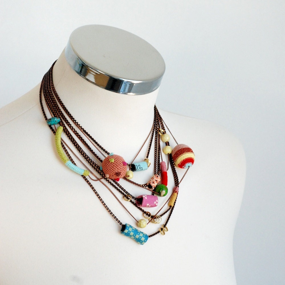 Summer multilayer statement light necklace