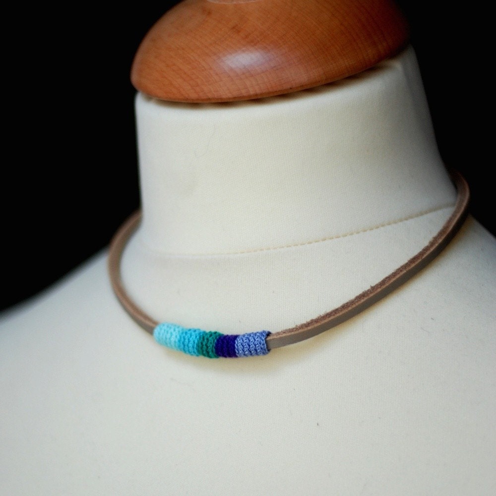 leather and cotton necklace