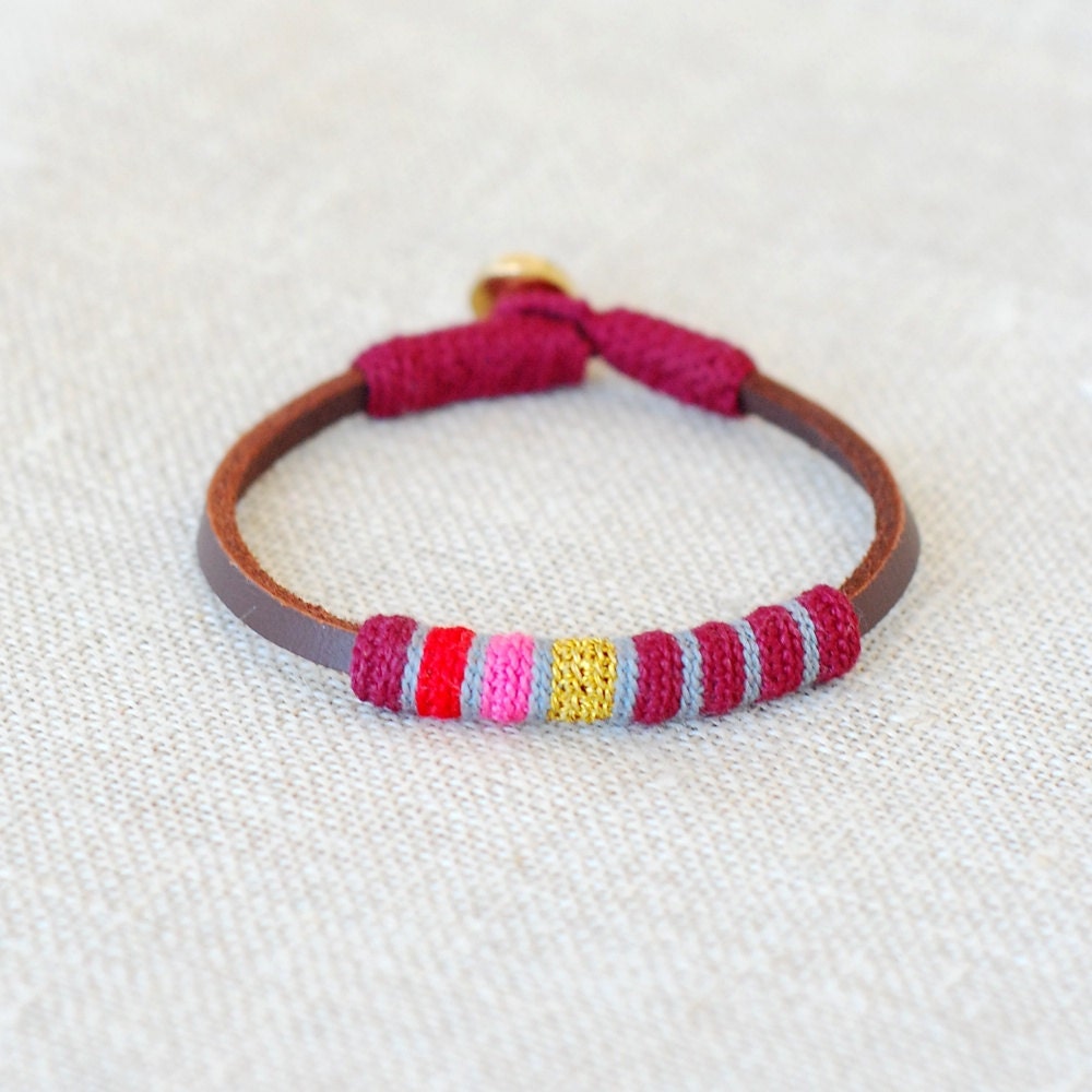 leather and crochet bracelet