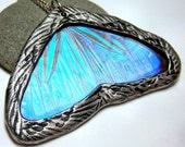 Butterfly Wing Necklace Butterfly Jewelry Pearl Morpho Sulkowski TWO WINGS