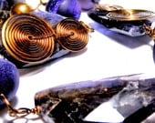 Genuine IOLITE Gemstone Necklace Druzy Drusy Quartz Blue and Gold STATEMENT NECKLACE