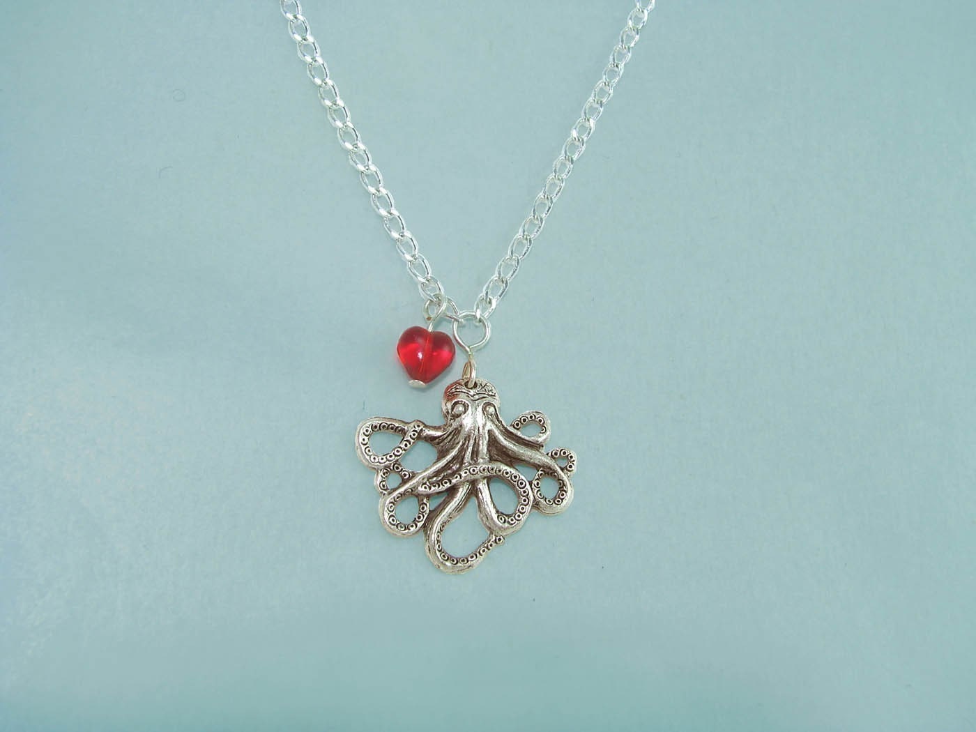 Baby Love Octopus Antique Silver Necklace