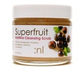 Organic Super Fruit Infused Face Scrub with Rice Bran, Acai Berry, Blueberry, Cranberry and Pomegranate for Fresh, Glowing, Radiant Skin.