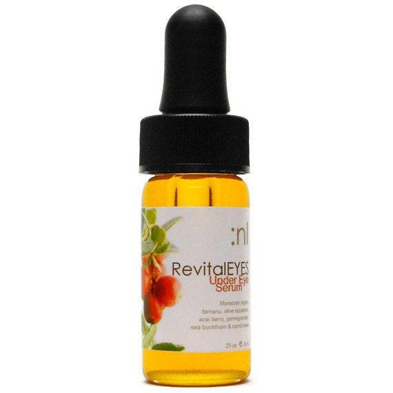 Organic Renewing Eye Serum. Moroccan Argan, Rosehips, Cranberry, Sea Buckthorn and Olive Squalane. Natural Organic Skin Care. Vegan.