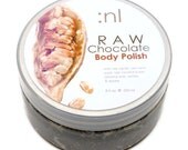 Organic Raw Chocolate Body Polish - Whipped Body Moisturizer & Scrub in One. Raw Cacao. Virgin Coconut. Deeply Moisturizing. VEGAN