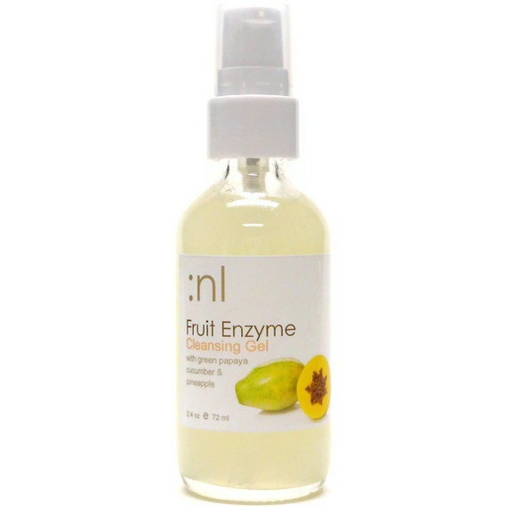 Organic Fruit Enzyme Cleansing Gel. Cell Renewing and Exfoliating with Alpha and Beta Hydroxy Acids. Natural Organic Skin Care. Vegan.