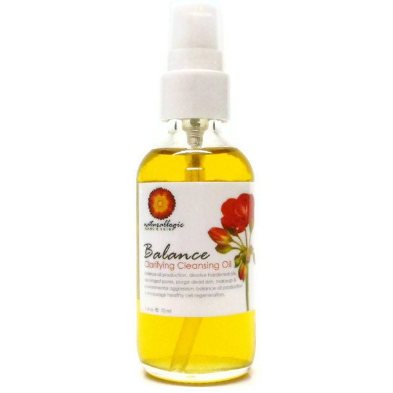 Organic Clarifying Cleansing Oil, Oil Cleanser with Geranium, Evening Primrose and Neroli. Natural Organic Skin Care. Vegan.