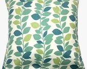 Two Teal Mint Green Lime Green White Pillow Covers Vine Design Toss Throw Accent Covers 16 x16 inch SAME Fabric Front and Back
