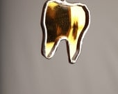 Stained Glass Gold or White Tooth Pendant Necklace