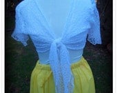 Sweet White Lace tie front blouse,Gypsy, Renaissance, Bohemian,Bellydance