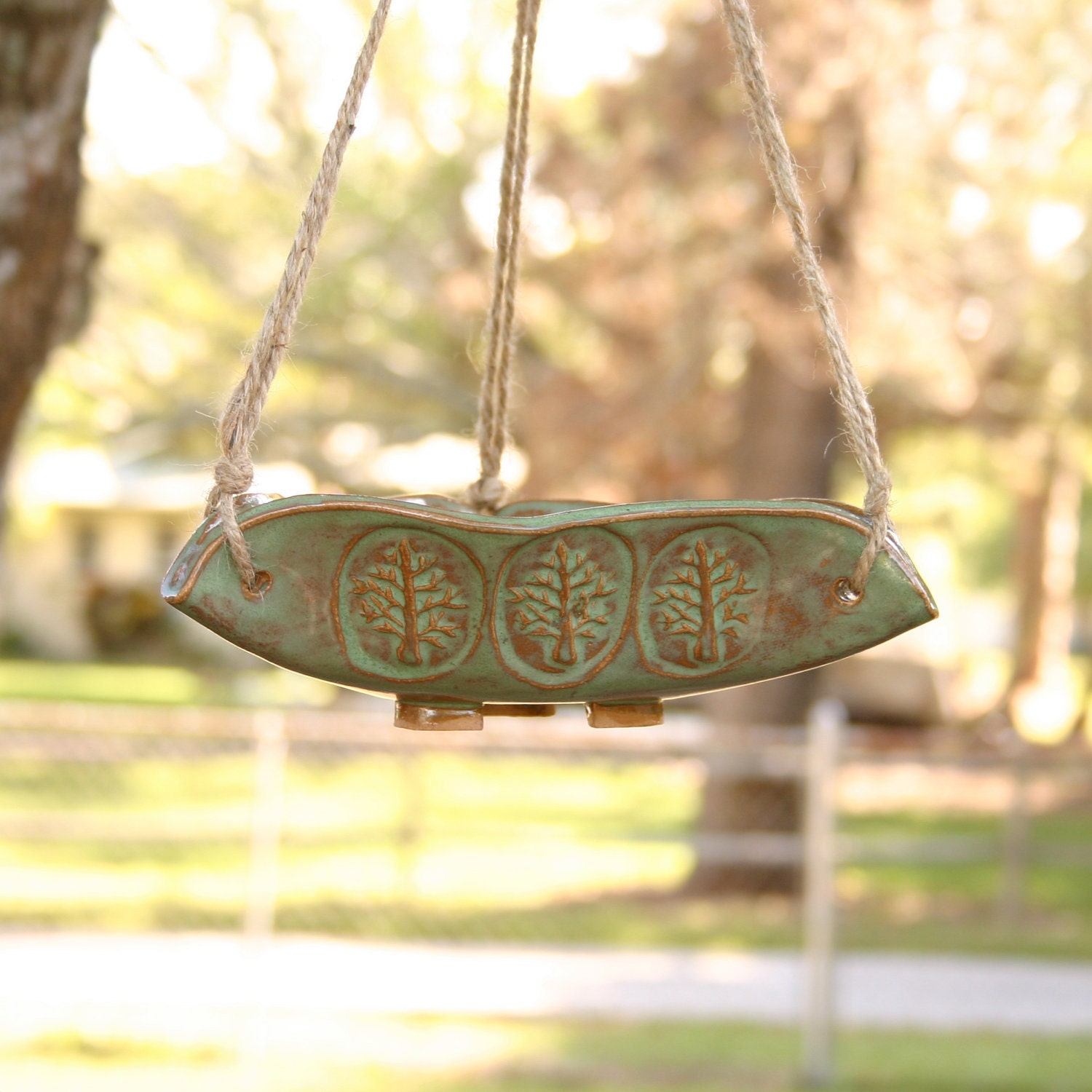 Forest Green 3 Trees Bird Feeder