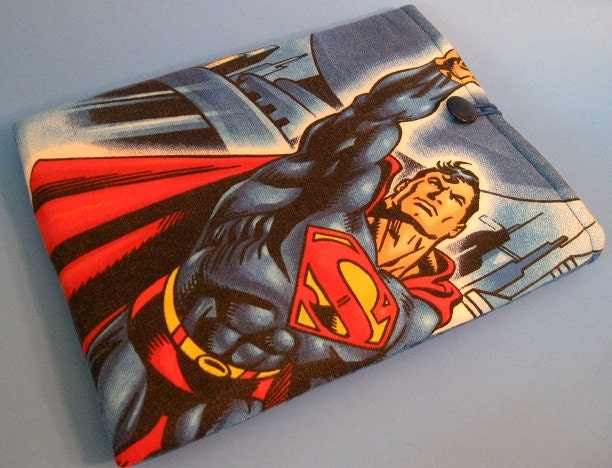 iPad 1 2 or 3 sleeve tablet case Samsung Galaxy Tab padded bag cover blue Superman theme