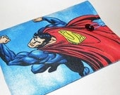 Ereader sleeve case padded bag cover upcycled fabric Kindle Nook Superman