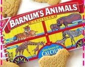 ANIMAL CRACKER COOKIES Original Recycled Notebook / Upcycled Journal - Zoo Animals -  Tiger, Giraffe, Zebra, Monkey and Hippo Zoo Animals-