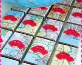VINTAGE ROAD ATLAS Map Party Favor Matchbox Goodies - Party Pack of Twenty (20) Favors - Recycled / Upcycled - Eco Friendly