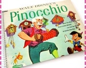 Walt Disney's PINOCCHIO Original Motion Picture Soundtrack - Recycled / Upcycled Record Album Cover Journal Notebook - Vintage Circa 1963