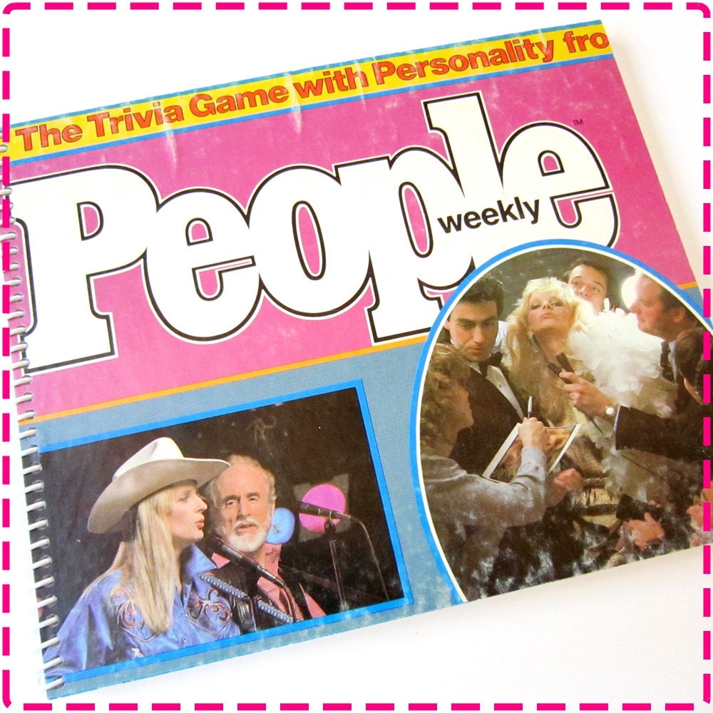 PEOPLE WEEKLY MAGAZINE Trivia Board Game Recycled Notebook / Upcycled Journal - Spiral Bound and Eco-Friendly - Vintage Circa 1984