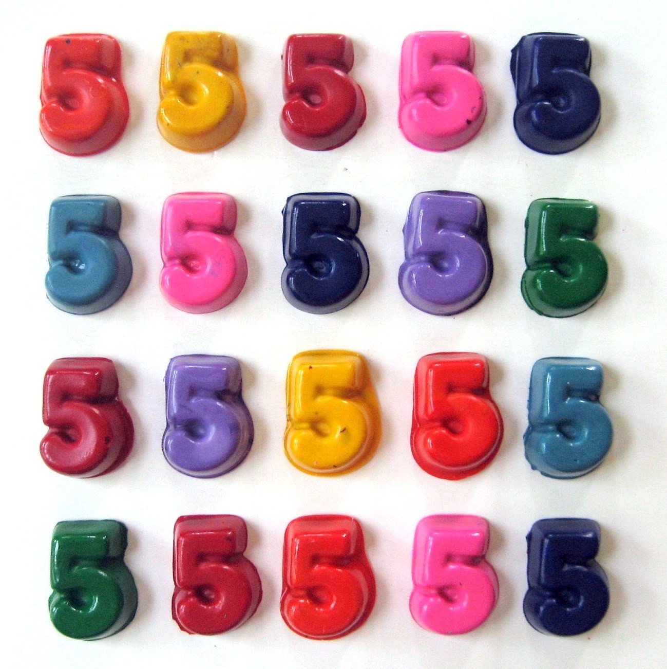 Kids' NUMBER CRAYONS - Party Pack of 20 Favors - CHOOSE Three, Four, Five, Six, Seven, Eight or Nine -Yellow, Pink, Green, Orange, Blue, Etc
