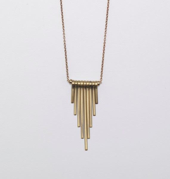 Obelisk Swinging Brass Bars Necklace