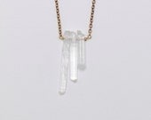 SALE  Three Quartz Stone Long Necklace