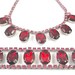 Vintage 50s Ruby Red and Bubble Gum Pink Rhinestone Necklace and Bracelet