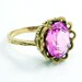 10K Yellow Gold Vintage Retro Pink Crystal Ring