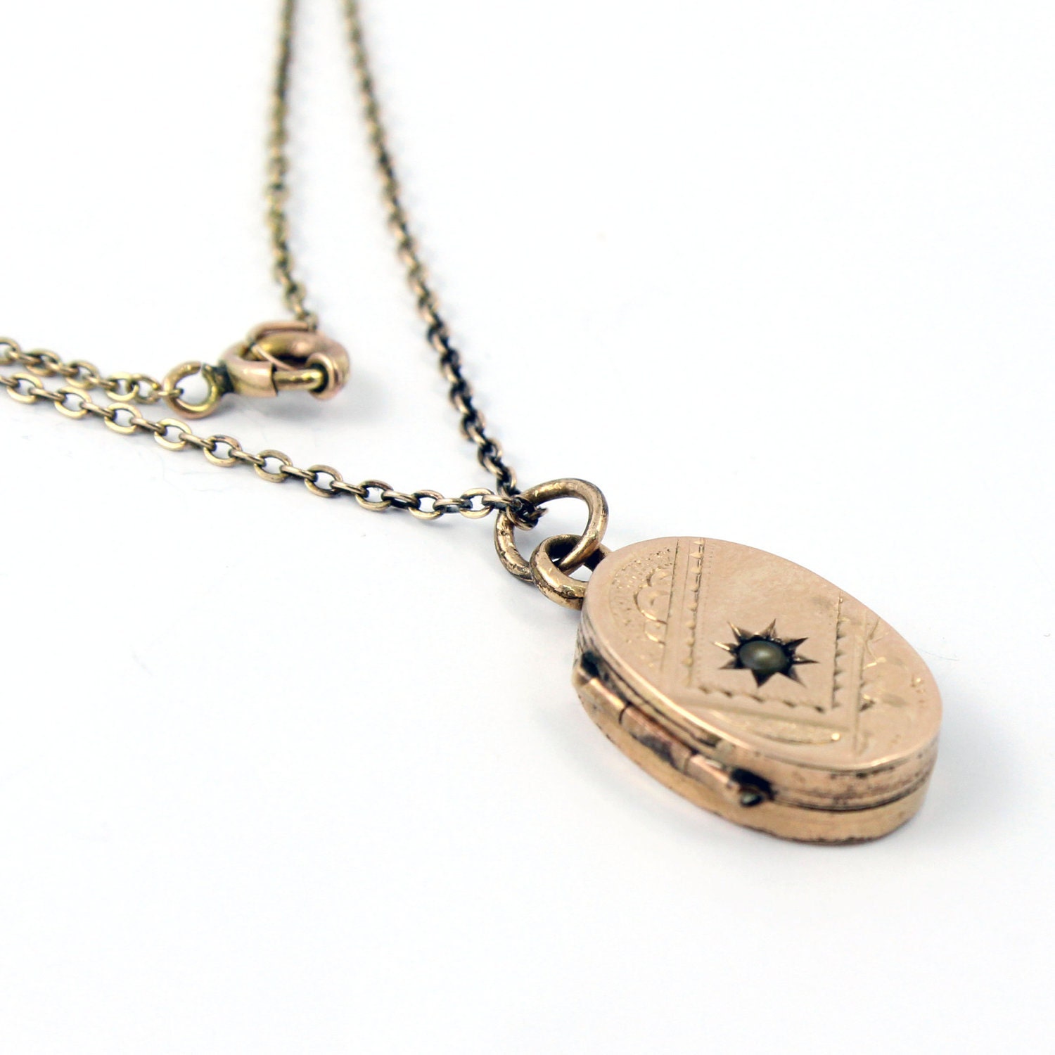 Antique Gold Filled Victorian Seed Pearl Locket Baby Child Jewelry