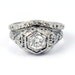 18K Art Deco 1920s Filigree European Cut Antique Diamond Engagement Ring Band Wedding Set