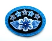 SWEETHEART felt flower brooch with freeform hand embroidery
