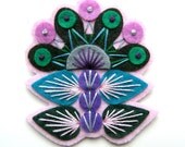 INGRID felt brooch pin with freeform embroidery - scandinavian style