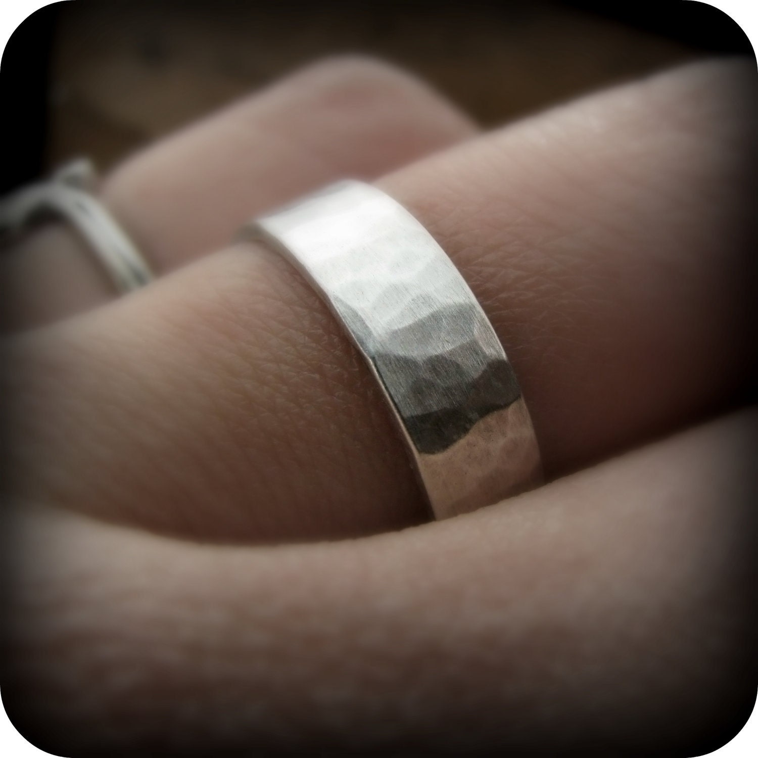 Recycled sterling silver ring - 5mm hammered band
