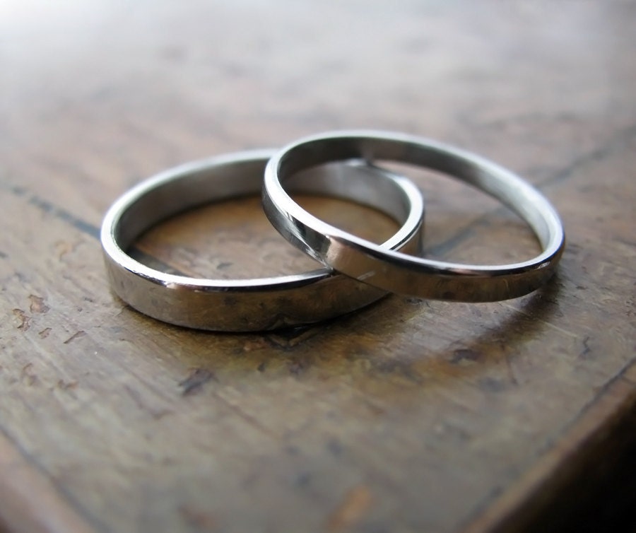 Palladium wedding band set (2mm and 3mm)