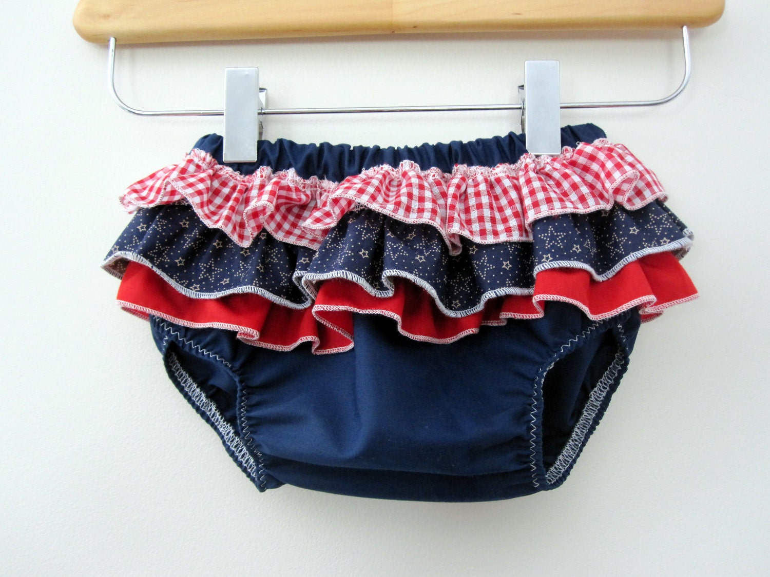 Stars  - Wrap around ruffle diaper covers - Red - White - Blue