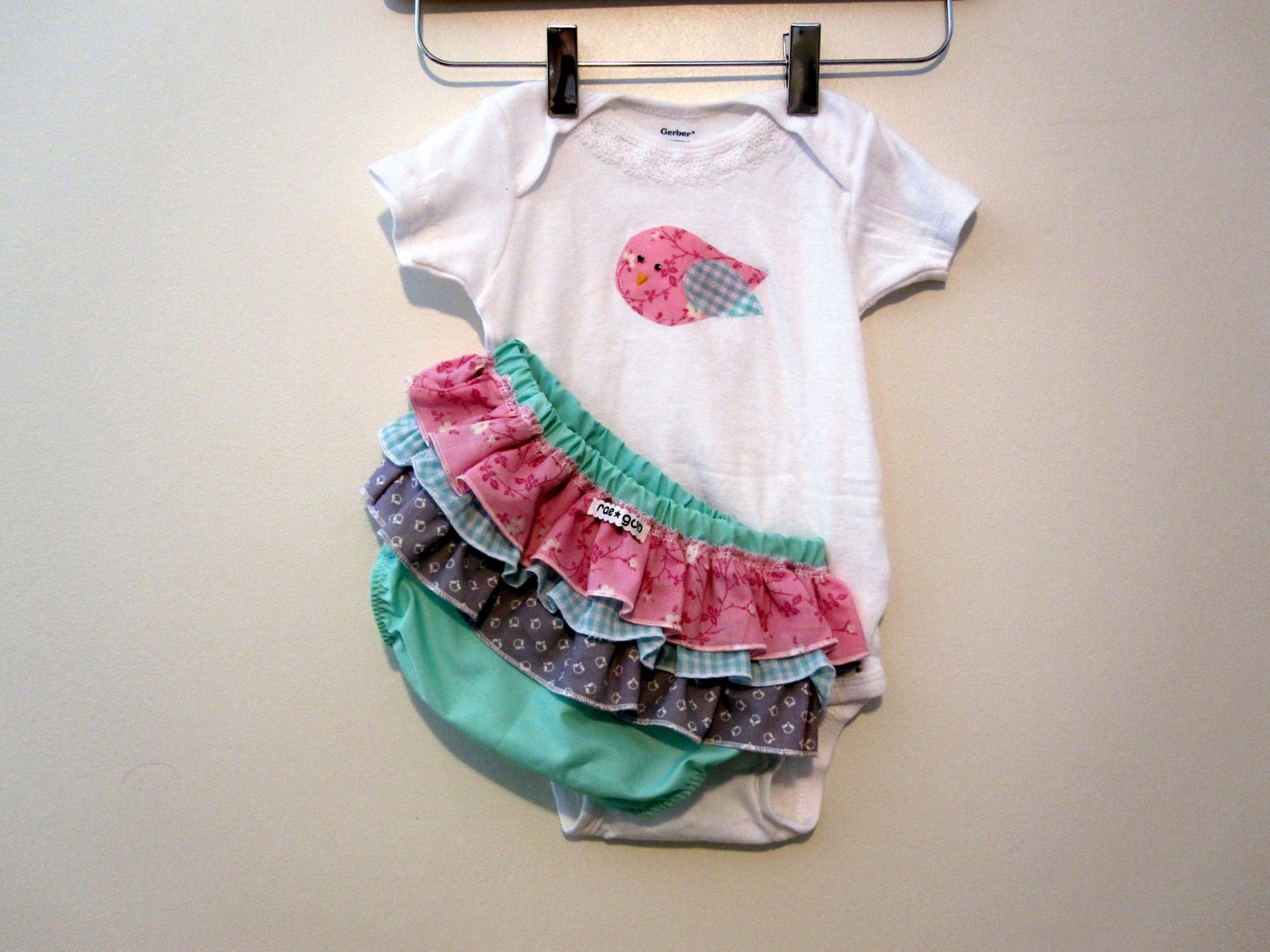 Mermaid Bird -  ruffle diaper covers - onesie - baby - toddler  - bloomers - girl - top - outfit - gift set