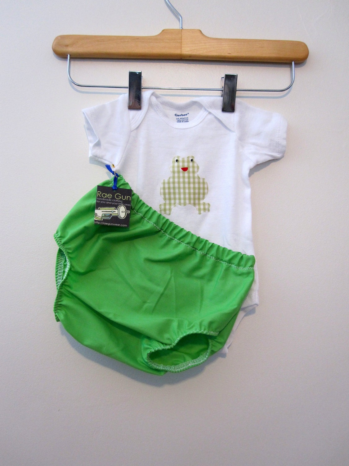 Baby Boy Clothing - Diaper Cover Onesie Set - Green Frog