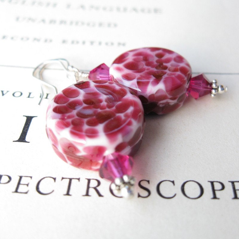 Wild Thang  Sterling silver lampwork earrings Donation for breast cancer