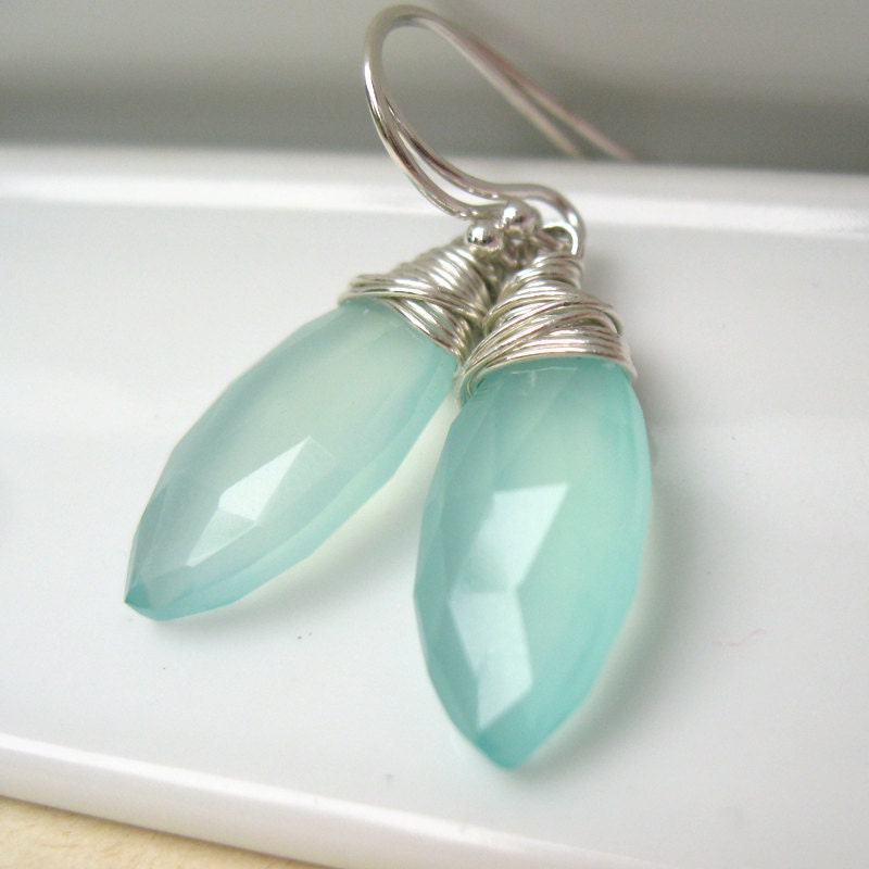 Sea foam Chalcedony earrings in aqua mint