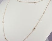 Layered Delicate Gold Necklace, Long Chain Necklace, 37 inch Long Gold Filled Necklace with Faceted Gold Filled Beads, Opera Length