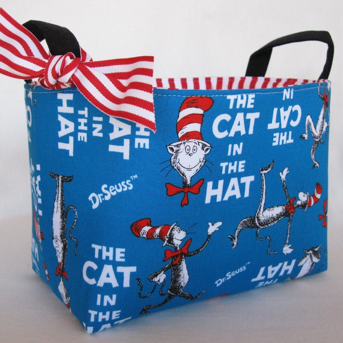 Storage Fabric Organizer Container Bin Basket - Dr. Seuss - Cat in the Hat Book Cover Fabric