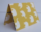 Passport Cover Case - Cream Elephants on Lemon Yellow