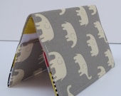 Passport Holder Cover Case - Cream Elephants on Gray