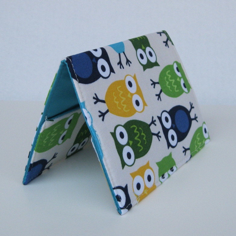 Passport Fabric Case Cover - Owls in Blue