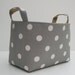 Fabric Basket Organizer Storage Container Bin - Gray with White Polka Dots