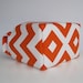 Desk Organizer Storage Organization Container Fabric Basket Bin - Tangerine Orange and White Chevron