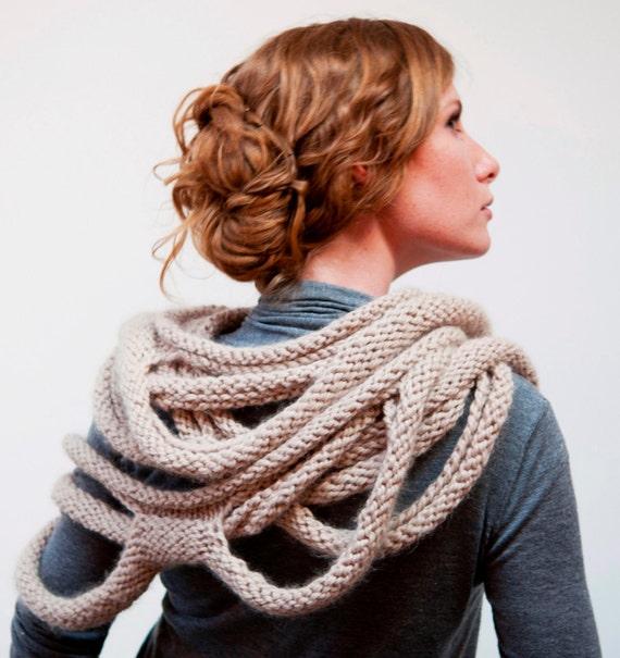 Medusa Loop Scarf hand knitting pattern PDF by RubySubmarine