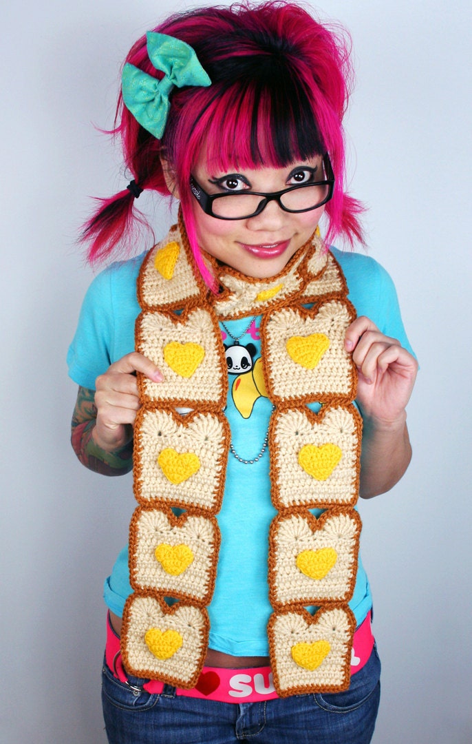 Toast Scarf with Butter Hearts - Ready to Ship