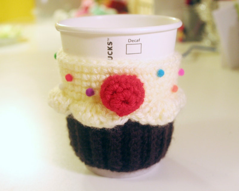 Cupcake Coffee Cup Cozy/Sleeve (Vanilla and Chocolate)