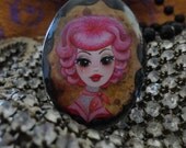 Salty Dame PINK LADY art ring. Antiqued Bronze and Glass. FREE shipping.