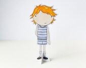 Colin Paper Doll, Boy Dress-up Doll - The Signature Outfits - Postcard Paper Toy