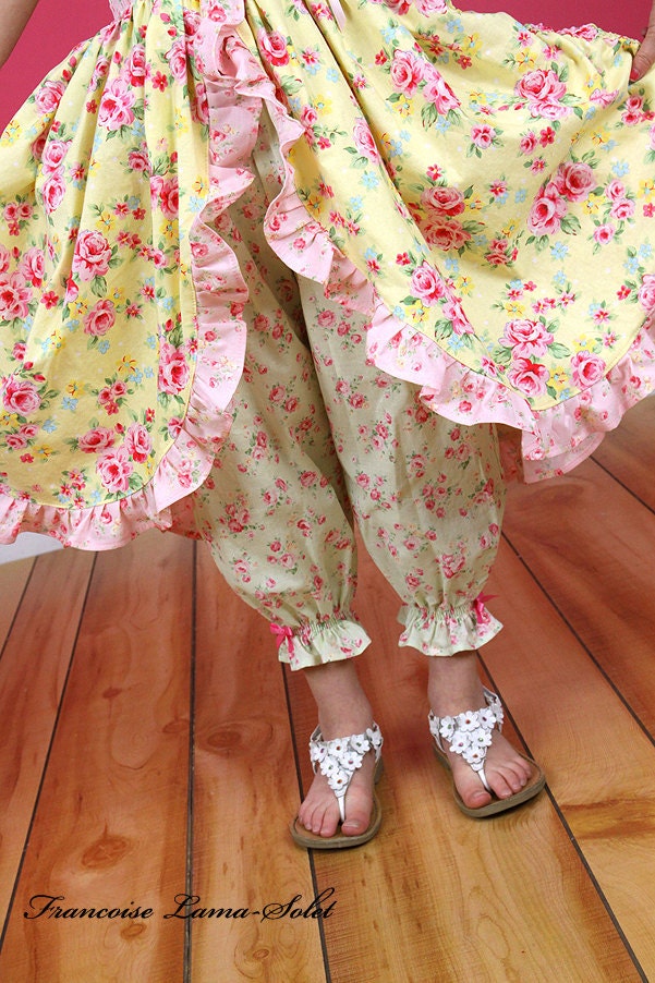 Sunlit Rose Custom Easter Birthday spring summer Bloomer Pants size 12 months to 12 yrs
